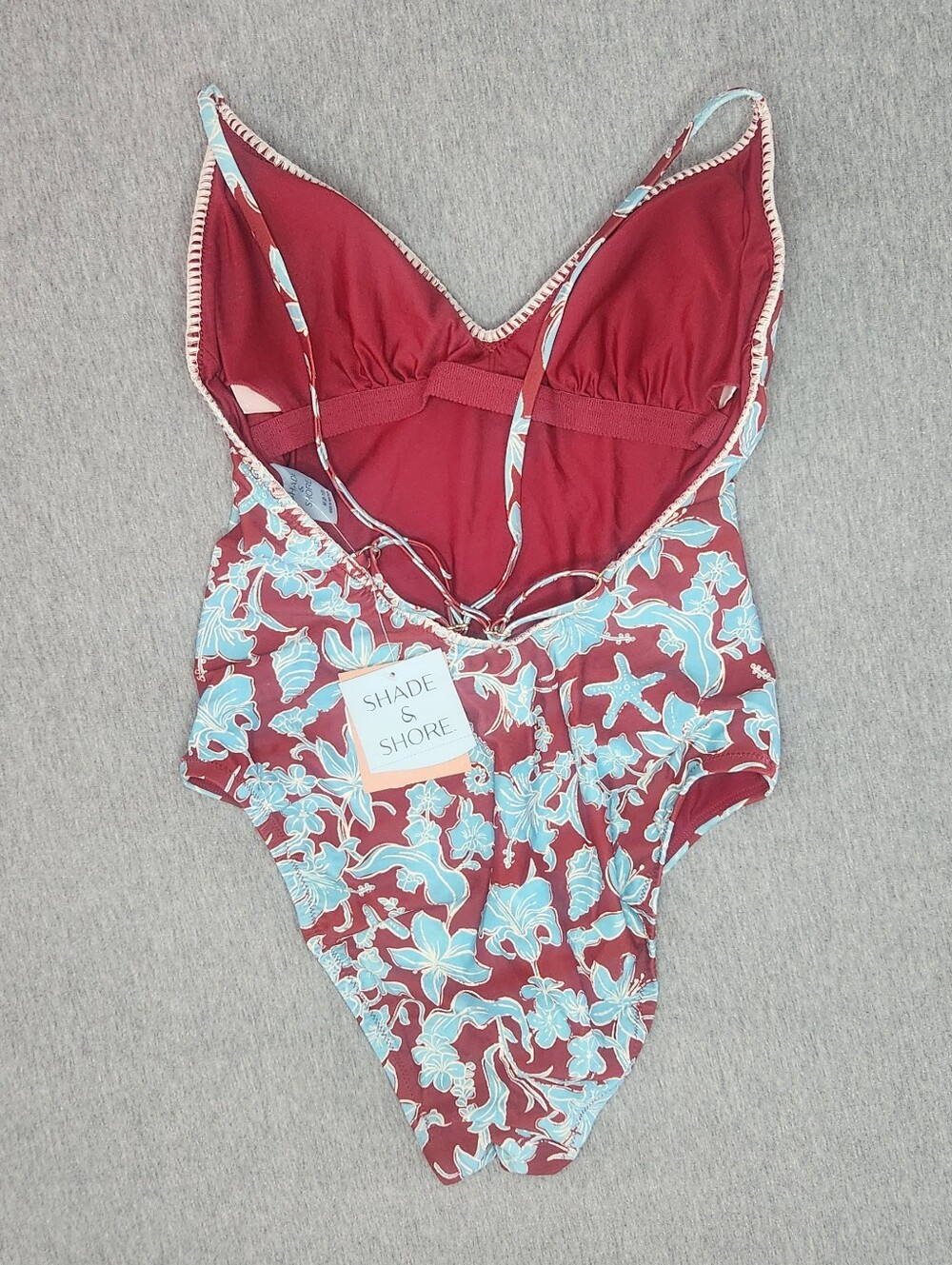 Shade & Shore Women’s Plunge Floral One‑Piece – Multi (Size M) - Picture 2 of 2